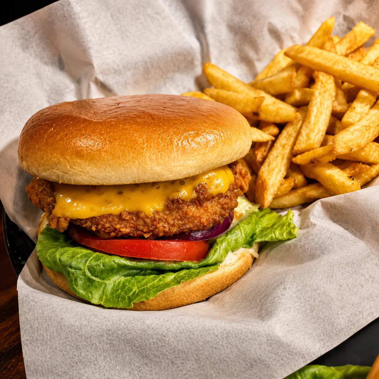 2 Chicken Burgers + Papas + 2 Bebidas por solo $10 en Alitas Salvajes Pub - Image 2