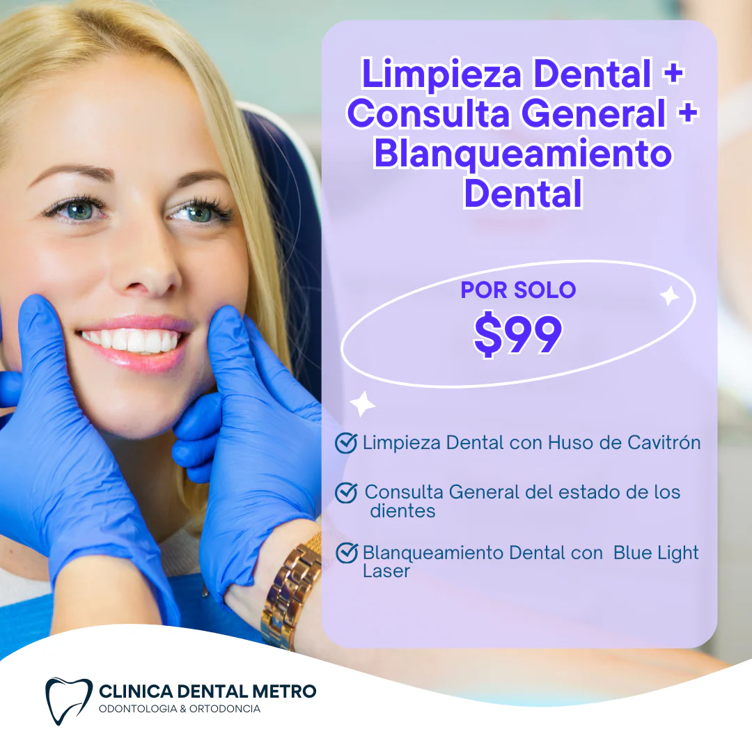 Limpieza Dental + Consulta General + Blanqueamiento Dental con Blue Light Laser por $99 en Clínica Dental Metro